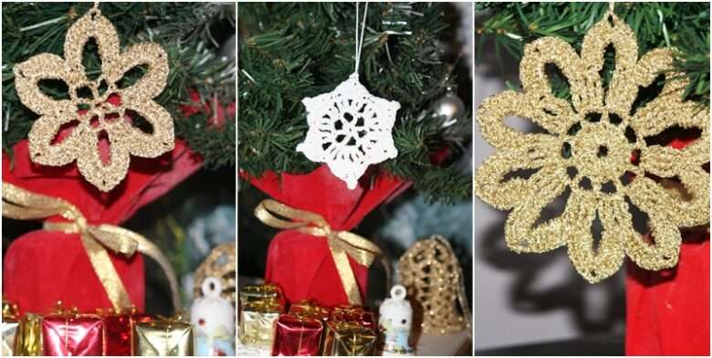 Decoratiuni de Craciun stelute rozete crosetate tutorial cu poze si explicatii.