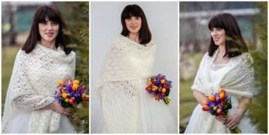 Fular crosetat manual din mohair