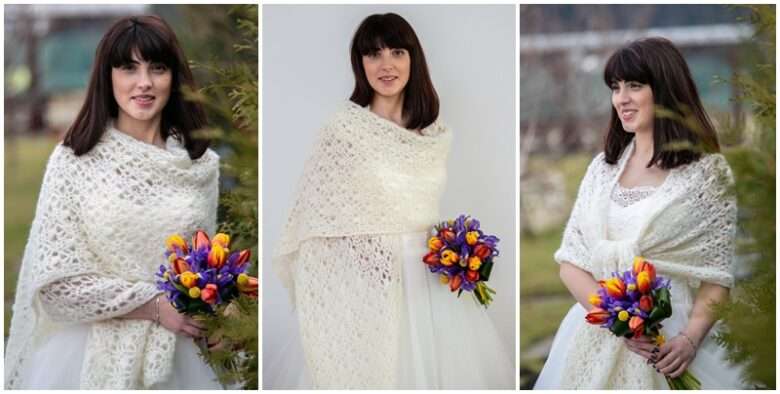 Fular crosetat manual din mohair