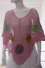 Poncho crosetat manual din bumbac si matase