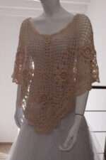 Poncho crosetat manual din bumbac si matase