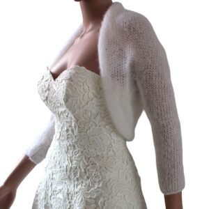 Bolero alb din mohair pentru mireasa sau ocazii speciale