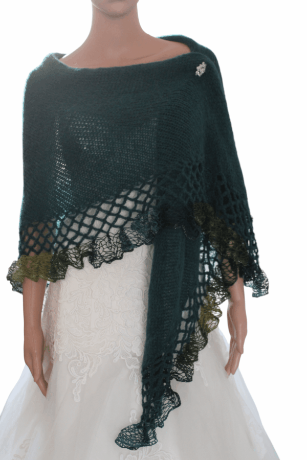 esarfe mohair (82)-Photoroom Sal verde, tricotat, elegant, din alpaca si fir efect volanase.