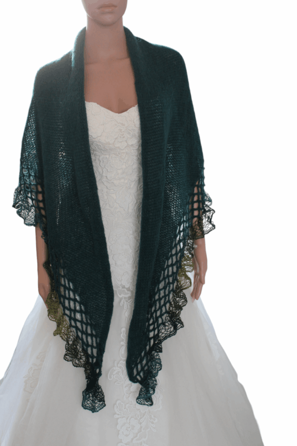 esarfe mohair (85)-Photoroom Sal verde, tricotat, elegant, din alpaca si fir efect volanase.