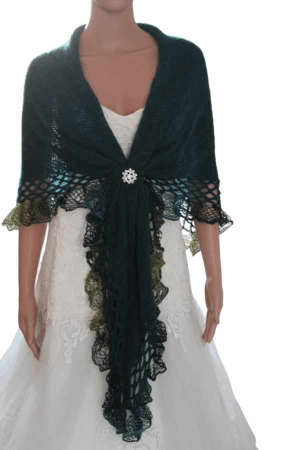 esarfe mohair (86)-Photoroom Sal verde, tricotat, elegant, din alpaca si fir efect volanase.