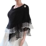 sal negru elegant din mohair cu matase pentru nunti si ocazii speciale