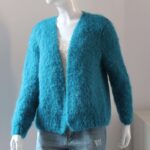jacheta cardigan tricotat manual mohair turcoaz
