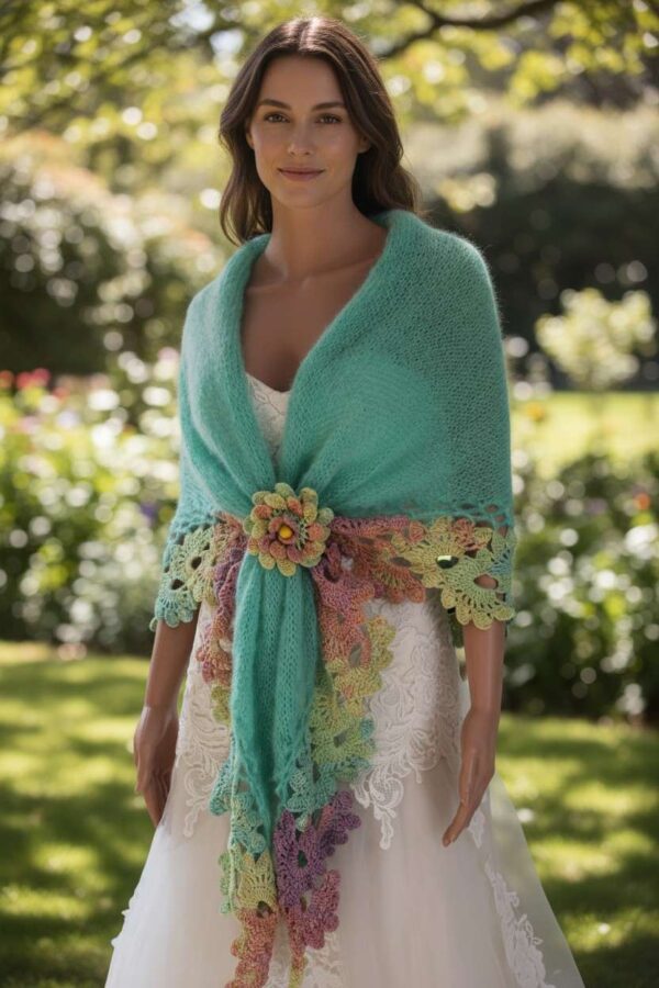 ȘAL CROSETAT TRICOTAT MANUAL MOHAIR (12)