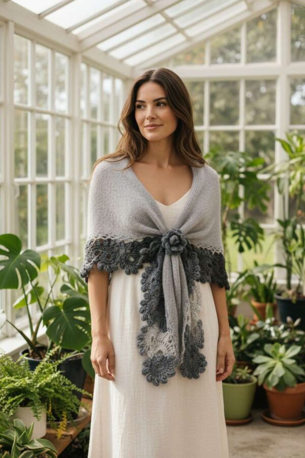 ȘAL CROSETAT TRICOTAT MANUAL MOHAIR (16)