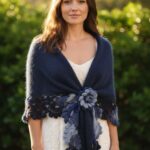 șal tricotat crosetat bleumarin degrade Gabriela Faur