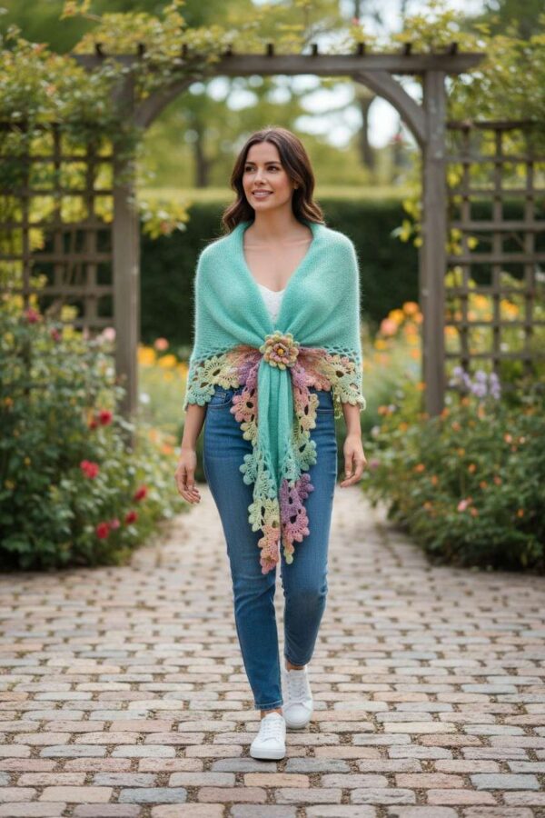 ȘAL CROSETAT TRICOTAT MANUAL MOHAIR (9)