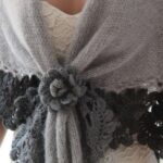 Șal crosetat manual gri deschis mohair