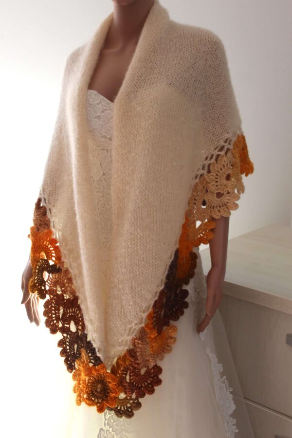 Sal crosetat tricotat, Gabriela Faur (18) Șal crosetat manual cream mohair
