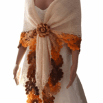 Șal crosetat manual cream mohair