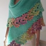 Șal crosetat manual verde deschis mohair