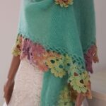 Șal crosetat manual verde deschis mohair