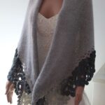 Șal crosetat manual gri deschis mohair