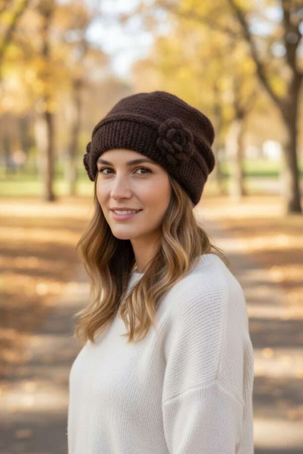 BENTITE SI CACIULI MOHAIR VISONE (3) Descoperă farmecul atemporal al unei berete tricotate manual din cel mai fin fir mohair visone de la renumita Filatura Lineapiù Italia – simbol al calității și stilului autentic italian.