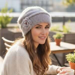 Descoperă farmecul atemporal al unei berete tricotate manual din cel mai fin fir mohair visone de la renumita Filatura Lineapiù Italia – simbol al calității și stilului autentic italian.