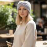 Bentiță tricotată manual din mohair visone – Filatura Lineapiù Italia Răsfață-te cu finețea și confortul unei bentițe tricotate manual din fir prețios mohair visone de la renumita Filatura Lineapiù Italia.