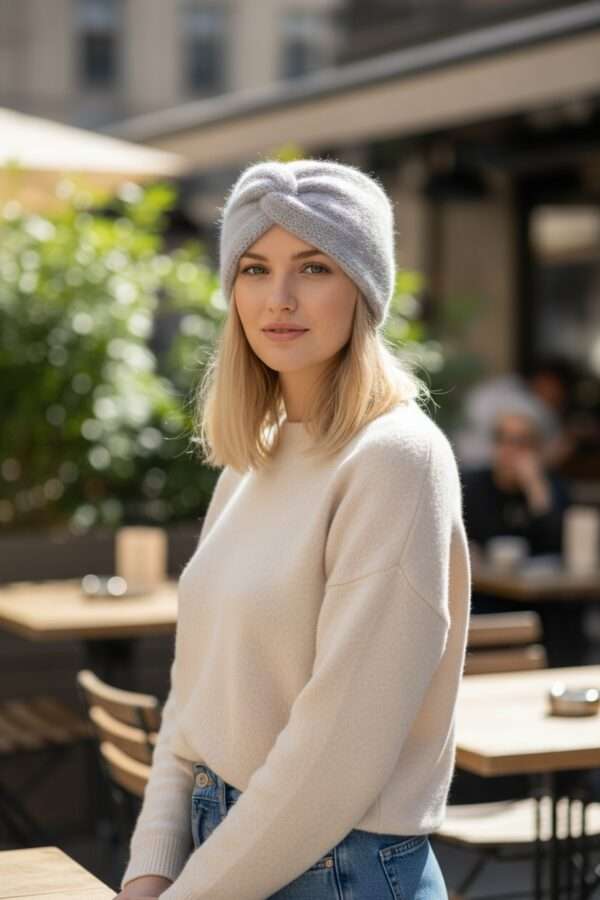 bentite tricotate visone mohair (7) Bentiță tricotată manual din mohair visone – Filatura Lineapiù Italia Răsfață-te cu finețea și confortul unei bentițe tricotate manual din fir prețios mohair visone de la renumita Filatura Lineapiù Italia.