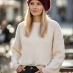 caciula bereta tricotata alpaca mohair bordo visinie