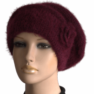 caciula bereta tricotata alpaca mohair bordo visinie