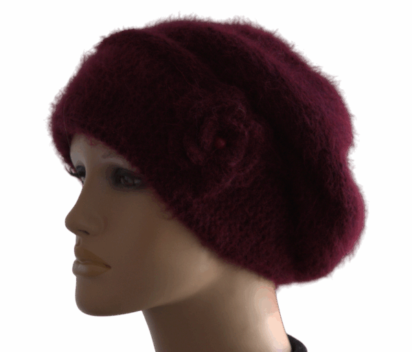 bereta mohair visinie (2) caciula bereta tricotata alpaca mohair bordo visinie