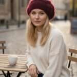 caciula bereta tricotata alpaca mohair bordo visinie