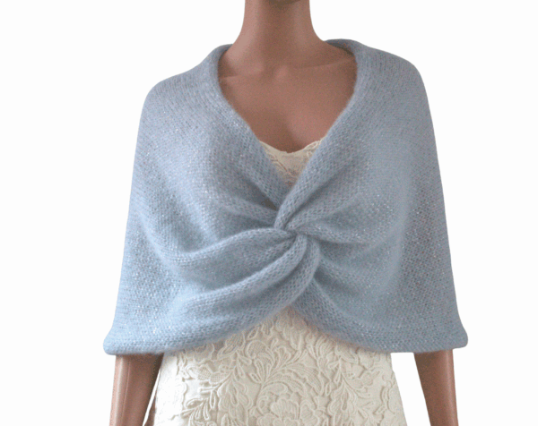 șal elegant pentru nunta si ocazii speciale, mohair bleu