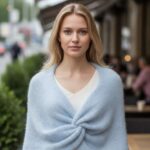 șal elegant pentru nunta si ocazii speciale, mohair bleu