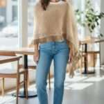 șal auriu triunghiular din mohair cu lurex