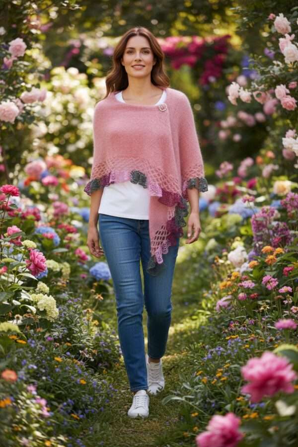 șaluri tricotate elegante mohair (17) sal roz mohair