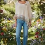 Șal din mohair bej deschis cu fir efect – elegant și lucrat manual