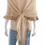 șal auriu triunghiular din mohair cu lurex