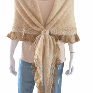 șal auriu triunghiular din mohair cu lurex