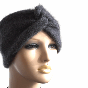 Bentiță gri charcoal tricotată manual din mohair Visone – Filatura Lineapiù Italia