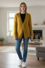 Cardigan, jacheta mohair galben