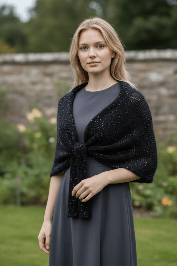 Șal negru elegant modern din mohair cu mătase și paiete Rafinament și stil într-o piesă statement. Acest șal negru elegant îmbină delicatețea mohairului cu finețea mătăsii, oferind o textură ușoară, plăcută la atingere și extrem de confortabilă. Inserțiile discrete de paiete adaugă o notă subtilă de strălucire, transformându-l în accesoriul perfect pentru ocazii speciale. Designul modern și versatil îl face ușor de integrat atât în ținute de seară, cât și în apariții elegante de zi. Drapajul fluid și aspectul sofisticat completează orice outfit, oferind un plus de feminitate și eleganță. ✔ Material premium: mohair și mătase ✔ Accente fine de paiete pentru un efect discret de glamour ✔ Ușor, călduros și delicat pe piele ✔ Ideal pentru evenimente, seri speciale sau cadouri rafinate Un accesoriu care nu doar completează, ci definește eleganța.